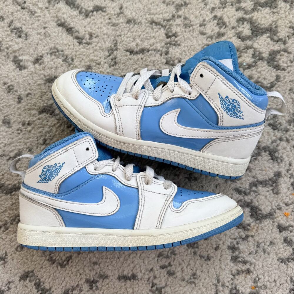Nike Air Jordan 1 Mid White Legend Blue FZ3932-114 Kids Shoes 1Y